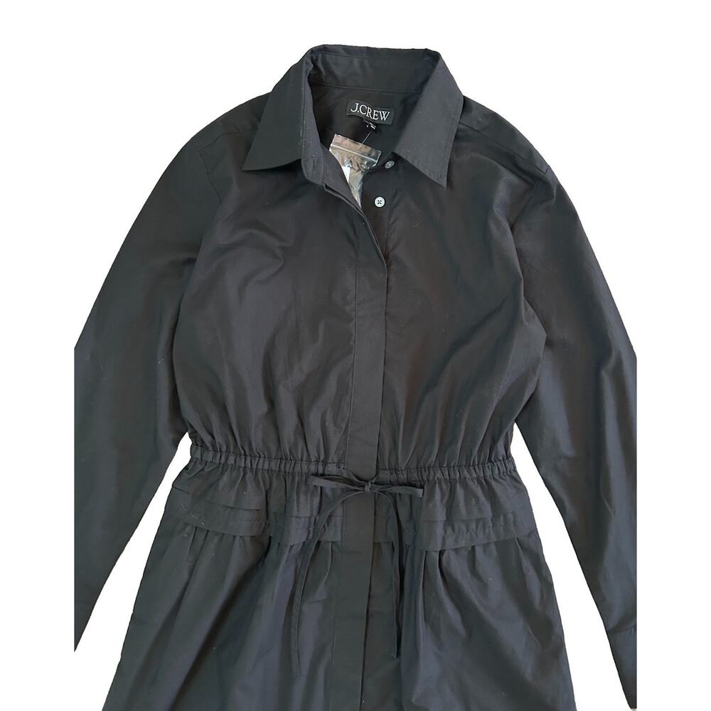 NWT J. Crew Elena Poplin Cotton Shirt Dress Black Women’s 2P Preppy Minimalist - Picture 3 of 10
